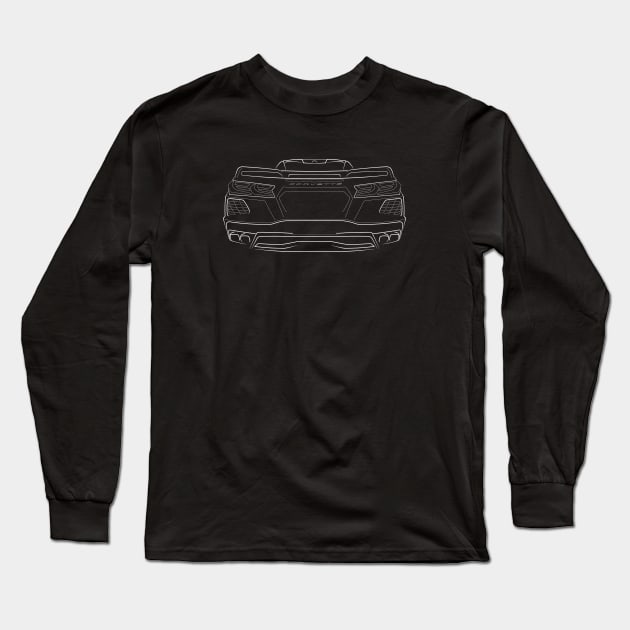 2020 Chevy Corvette Stingray C8 - rear stecnil, white Long Sleeve T-Shirt by mal_photography